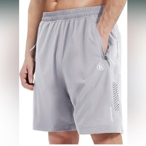 Hifeos grey lightweight vented shorts with zipper pockets.